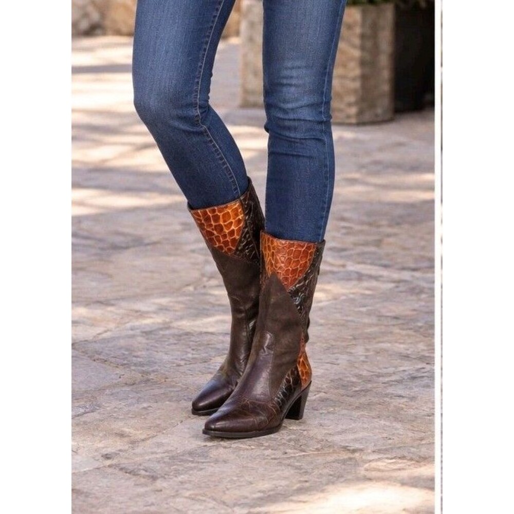 Helle Laine Boots Womens US 8.5-9 M EUR 39 Pachwork Mid-Calf Leather